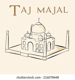 an isolated sketch of the taj majal on a white background