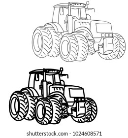 isolated sketch tractor