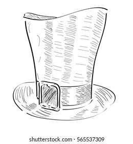 Isolated sketch of a traditional irish hat, Vector illustration