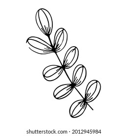 Esbozo aislado de hojas de árbol Ilustración vectorial