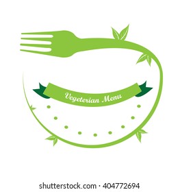 Isolated sketch of a vegetarian menu with a fork and a watermelon on a white background