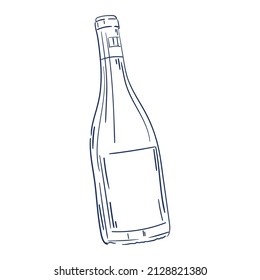 Isolated sketch of a wine bottle Vector