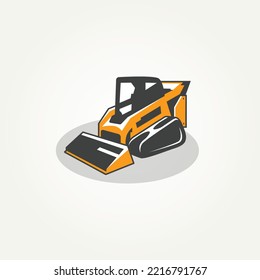 diseño de ilustración vectorial de la etiqueta de icono de la construcción de la máquina de dirección aislada. vector de limpieza de terrenos