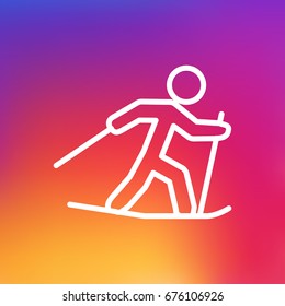 Isolated Skiing Outline Symbol On Clean Background. Vector Ski Running Element In Trendy Style.