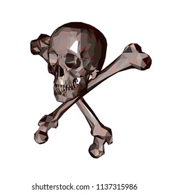 Isolated Skull with bones on a white background. Print, clothes, triangle.