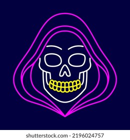 Isolated Skull with cape Neon halloween icon Vector