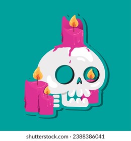 Isolated skull cartoon with candles Vector