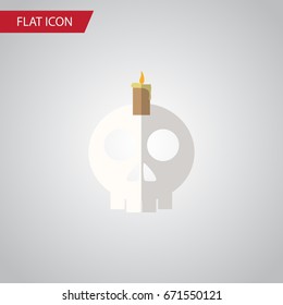 Isolated Skull Flat Icon. Cranium Vector Element Can Be Used For Skull, Cranium, Candle Design Concept.