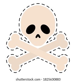 Isolated skull halloween october scary icon sticker- Vector