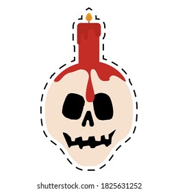 Isolated skull halloween october scary icon sticker- Vector