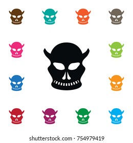 Isolated Skull Icon. Cranium Vector Element Can Be Used For Skull, Cranium, Creepy Design Concept.