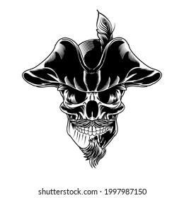 Isolated Skull Illustration for logo branding element. Horror Hand Drawing icon dark sport emblem badge bikers workers club