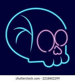 Isolated skull neon hallowen vector illustration