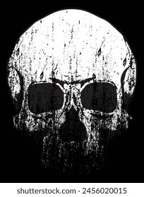 Isolated Skull on a Black Background: A Dark, Scary Halloween Wallpaper and T-Shirt Print Design with Skull
