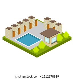 Isolated skyline of a 3d city over a white background - Vector