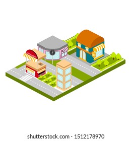 Isolated skyline of a 3d city over a white background - Vector