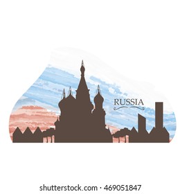 Isolated skyline of Moscow on a colored background