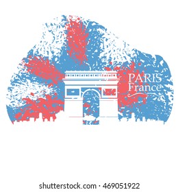 Isolated skyline of Paris on a colored background