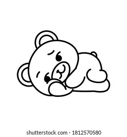 Isolated sleeping bear kawaii. Emoji of a bear - Vector