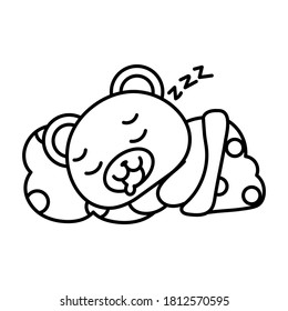 Isolated sleeping bear kawaii. Emoji of a bear - Vector