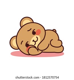 Isolated sleeping bear kawaii. Emoji of a bear - Vector