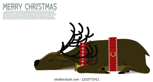 Isolated sleeping deer on transparent background