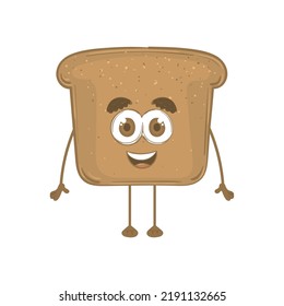 Isolated slice bread cartoon kawaii Bakery product Vector