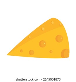 Isolated slice of cheese with holes Vector