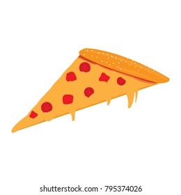 Isolated slice of pizza on a white background, vector illustration