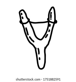 Isolated slingshot. Vector illustration of a subject on a white background. Cartoon style children's coloring book.