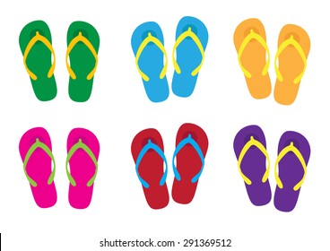 isolated slippers with colorful colors for holiday, slippers vector