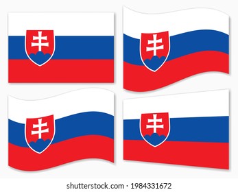 aisló el conjunto de indicadores de Eslovaquia ondeando por las formas de viento, elemento para icono, etiqueta, pancarta, botón, etc. vectorial design.