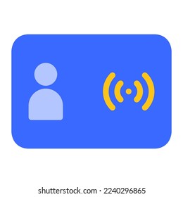 Isolated smart card in blue flat icon on white background. Key card, rfid, iot