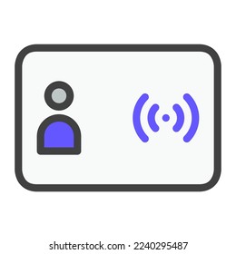 Tarjeta inteligente aislada con un icono relleno de color gris sobre fondo blanco. Tarjeta de clave, rfid, iot