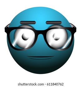 Isolated smart emote on a white background, Vector illustration