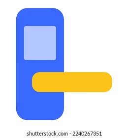 Isolated smart lock in blue flat icon on white background. Smart door, smart home, iot, security, tech
