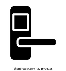 Isolated smart lock in glyph icon on white background. Smart door, smart home, iot, security, tech