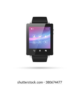 Isolated Smart watch vector illustration, with menu interface
