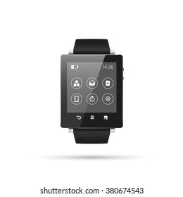 Isolated Smart watch vector illustration, with menu interface

