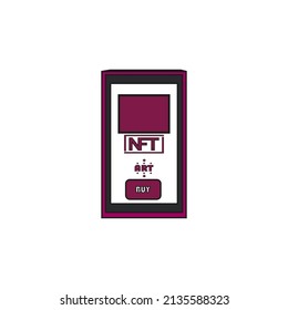 Isolated smartphone animated ntf color art digital illustration vector
