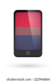 Isolated smartphone with a bisexual pride flag