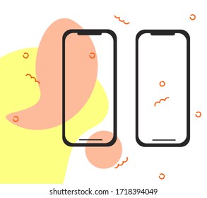 Isolated smartphone blank screen, with abstract background. phone mockup. Template for infographics or presentation UI design interface.