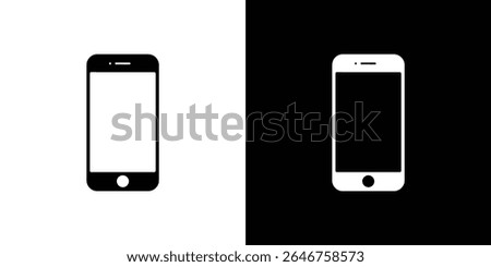 An isolated smartphone mockup with a black frame in inverted colors, showcasing a blank white screen for versatile use in design projects.