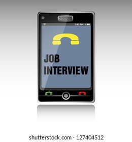 Isolated smartphone with the text job interview written on its screen. Job interview theme