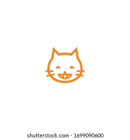 Isolated Smiling Cat Face Emoji, Emoticon, Vector Icon, Pictogram - Vector
