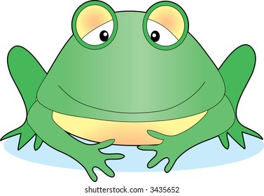 Isolated smiling frog on a white background