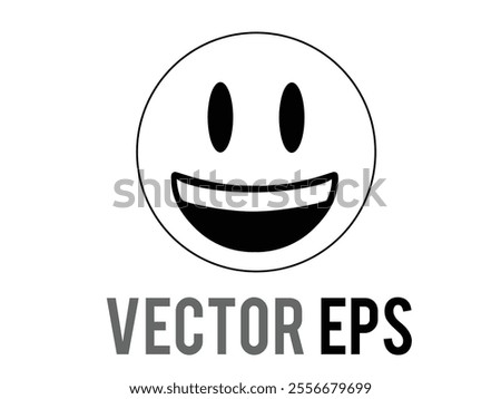 The Isolated smiling, grinning face with white teeth black line icon