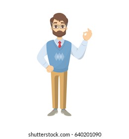 Isolated smiling teacher.