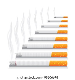 isolated smoking cigarettes - detailed realistic illustration