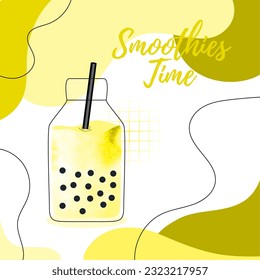 Isolated smoothie drink on colored poster Vector